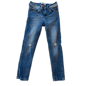 LEE COOPER Kids Girls Skinny Ripped Jeans Straight Leg Denim Color Indigo 7/8 Y